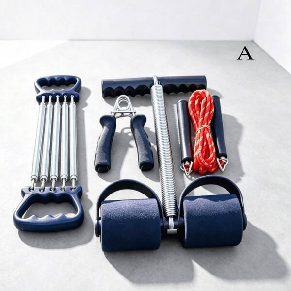 Wielofunkcyjny zestaw fitness 4 w 1, przenośny trener oporowy ze sprężyną, sprzęt do ćwiczeń ramion, nóg i talii, narzędzie do treningu całego ciała w domowej siłowni
