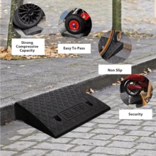 2PCS Kerb Ramps 7cm Height,  Curb Ramp For Cars, Heavy Duty Threshold Ramp For Wheelchairs, Rubber Curb Ram For Driveway, Mobility Scooter/Step,(50x27x7cm) X2 - Black - View 7