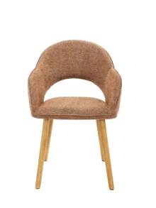 Goeurvant Modern Crescent-Back Upholstered Dining Chairs With Armrests And Solid Wood Legs For Dining Room, Living Room, Study - Set Of 2 / Set Of 4 / Set Of 6-Orange Chenille - 橘色 - 查看 4