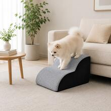 2-Step Pet Stairs, Suitable For Dogs And Cats, Small Dogs And Senior Pets, Soft Covered Sofa And Bed Pet Steps - Light Grey - View 11