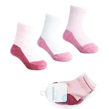 Kit Meia Pimpolho Bebe Antiderrapente Infantil Pimpolho Kit com 3 Pares de Meias Lisas Infantil, Base Escura, Tamanho 21-25, Algodão e Elastano, Tamanho 1 a 3 anos (Preto) - Rosa Bebê - Visão 7