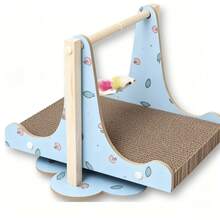 Multifunctional Cat Scratcher Made Of Wear-Resistant Corrugated Paper For Cats To Sharpen Claws And Rest, Equipped With Cat Teaser Toys, Featuring A Stable And Attractive Cloud-Shaped Base - one-size - View 12