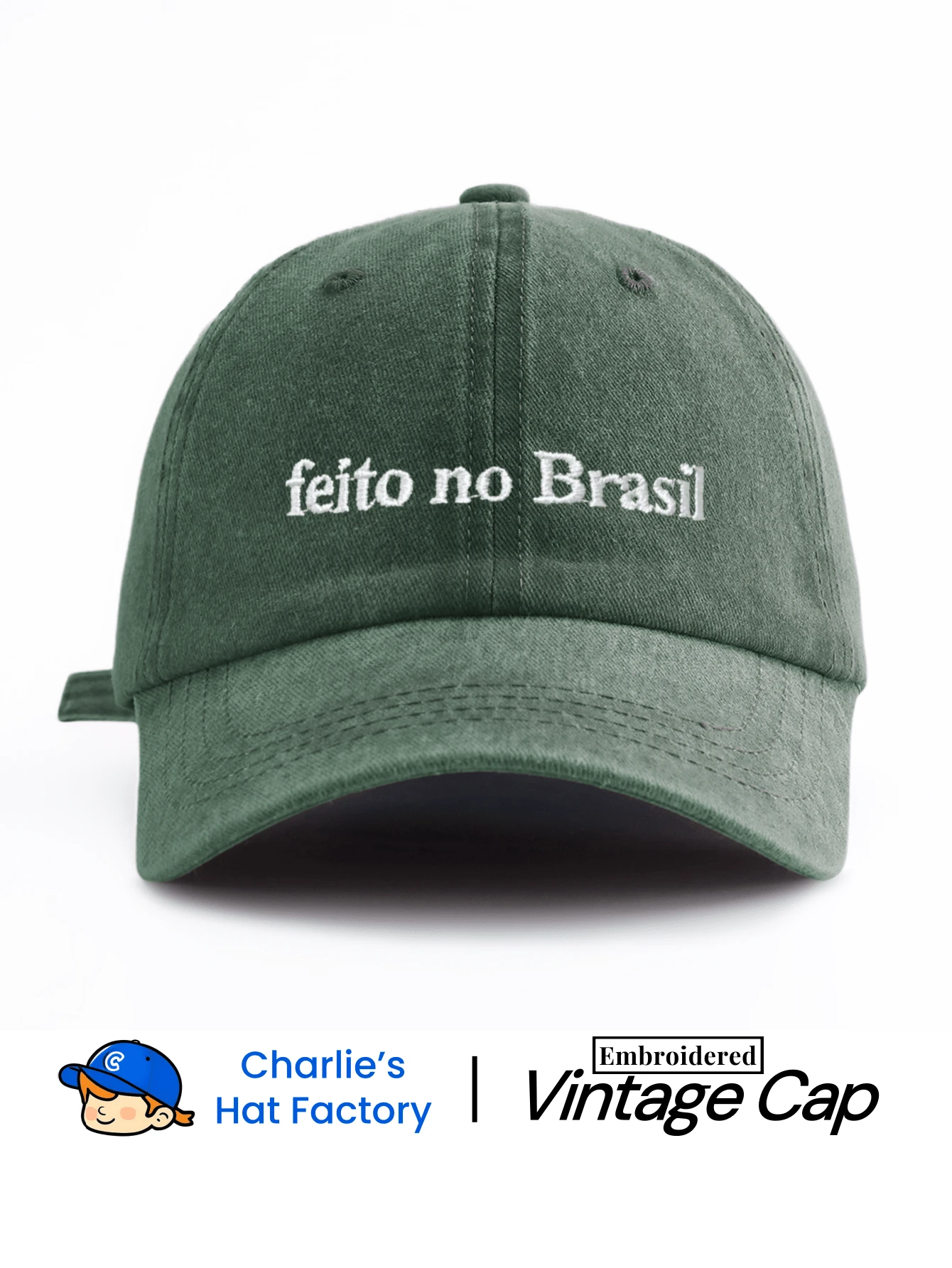 1件中性復古水洗棒球帽「Feito No Brasil」個性化刺繡，多款復古色可選，柔軟質感可調節爸爸帽，自信風格社交禮物
