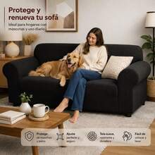 DuVlo Adjustable Elastic Sofa Cover For 2-Seater Couch - Black - View 2