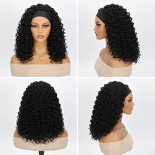 KRSI Headband Wig Curly Headband Wigs For Black Women,Synthetic Hair Deep Wave Headband Wig Half Wigs Glueless Short Curly Headband Wig Natural Black Headband Wig 14Inch 1B - 1B - 查看 3