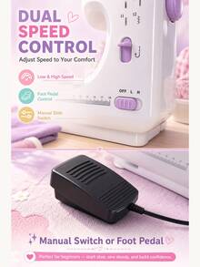 SOKANY Mini Máquina de Coser Eléctrica Portátil, 12 Puntadas, Velocidad Ajustable, Luz LED Integrada, Modos Dual Eléctrico y Manual, Incluye Pedal de Pie y Juego de Bobinas, Adecuada para Reparación de Ropa, Manualidades DIY y Principiantes - Púrpura malva - Ver 7
