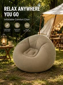 1pc Portable Folding Slouchy Sofa With Soft Cushion Seat And Backrest - Lightweight Outdoor Flocked Bean Bag Inflatable Sofa, Suitable For Camping, Garden, Picnic And Outdoor Activities - Durable Oxford Fabric, Aluminum Alloy Frame, Easy To Carry, Perfect Gift For Halloween And Christmas, Foldable Beach Chair, Camping Seat, Garden Leisure, Sturdy Structure - Multicolor - View 5