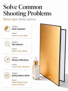 Foldable Self-Standing Photography Reflector, Double-Sided Gold/White Or Silver/White Light Reflecting Card, A3/A4 Desktop Light Shaping Board, Suitable For Jewelry, Perfume, Cosmetics And Product Photography - View 7