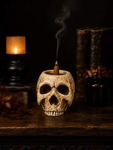 1pc Gothic Skull Incense Burner For Incense Cones Vintage Spooky Halloween Home Room Desktop Tabletop Decor Aromatherapy Meditation Office Gift - Skull Incense Burner - View 4