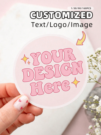 1-160pcs Personalized Custom Round Stickers, Can Print Text, Patterns, Logo, Photos, Custom Labels, Envelope Seals, Gift Packaging, Handmade DIY, Decoration, Party Favors, Suitable For Valentine's Day, Wedding, Anniversary, Birthday, Back To School, Halloween, Christmas, Family Gatherings, Gifts For Boyfriend, Girlfriend, Family, Friends