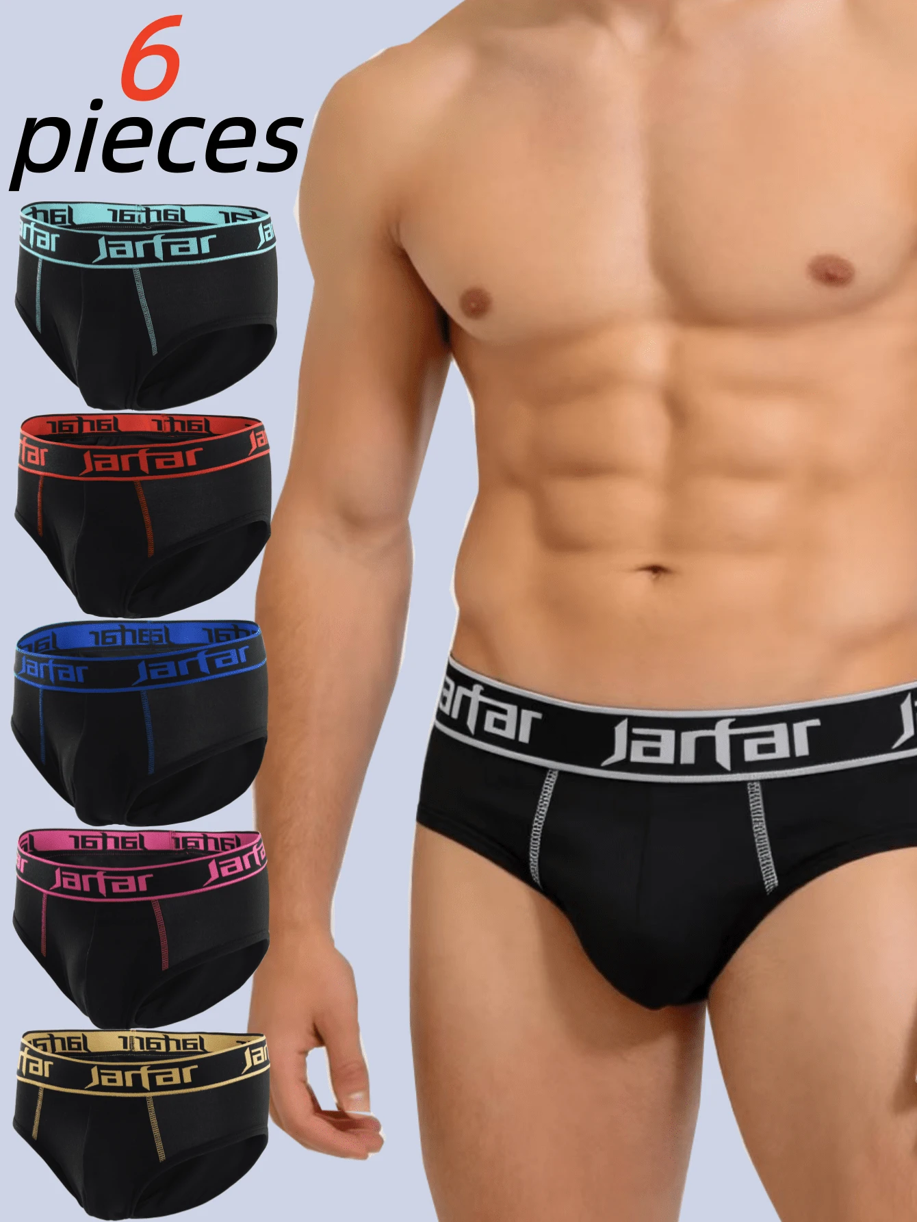 1/3/6pcs Men's Triangle Briefs Fashion Waistband Contrast Color Underwear Comfortable Soft Minimalist Elastic Innerwear Boxer Briefs Sports Home Wear Gift For Boyfriend Suitable For Halloween Christmas Daily Wear - Multicolor - View 1