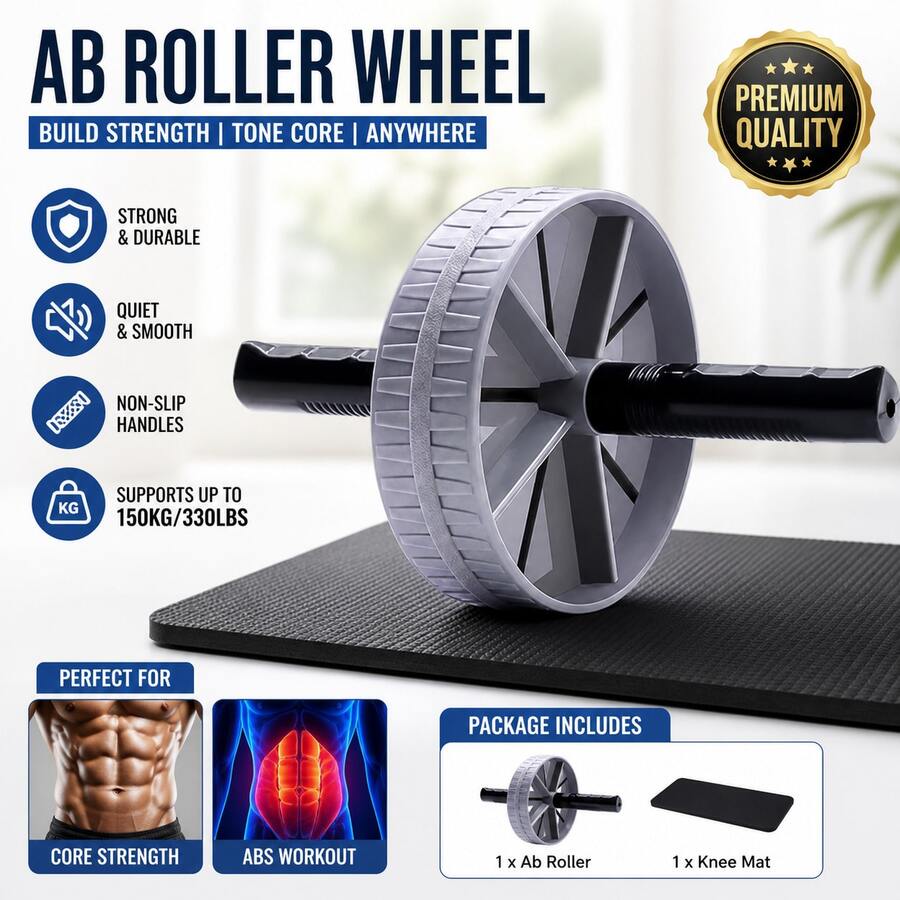 1PC High Load-Bearing Anti-Slip Single Wheel Ab Roller, Smooth Textureless Wheel Surface, Large Size, Difficult To Store In Small Spaces. This Upgraded Ab Roller Features A Thickened Solid Steel Center Shaft With A Maximum Load Capacity Of 130kg To Resist Bending And Deformation; The Widened Textured Wheel Surface Enhances Grip On The Floor To Prevent Side Slipping; - Multicolor - View 1