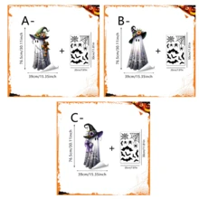 1/3pcs Halloween Ghost Window Clings, Creativity Ghost Wear Witch Hat With Bat Double-Sided Printing Static Stickers, Non-Adhesive Removable Gothic Decor For Home Party Glass Door Decoration - Multicolor - View 3
