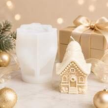 Zhonghui Mold 3D Christmas House Silicone Mold, Snowy Cottage And Gingerbread House Candle Mold For DIY Soap, Resin, Plaster And Holiday Home Decor Crafts - Christmas - View 5