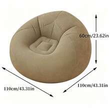 1pc Large Slouchy Inflatable Sofa Chair, Thickened Flocked PVC Bean Bag Lounge Chair, Outdoor Camping Equipment, Picnic, Park, Living Room, Dorm Single Seat, Easy To Inflate And Deflate - Coffee - View 3