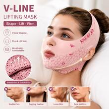 1pc Reusable V-Shaped Chin Lifting Mask, Adjustable Elastic Strap, Facial Contour Care Tool, Double Chin Jawline Lifting Trainer, Comfortable Fit Design, Suitable For Daily Beauty Care And Home Facial Use - Multicolor - View 2