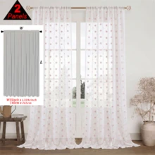 1 pièce ou 2 pièces, rideau transparent minimaliste à pois rose clair avec pompons COSENNATUR, rideau de cuisine, poche à tringle, facile à accrocher, léger et doux, tissu en polyester, utilisation toute saison, lavable, plusieurs tailles et scènes applicables, convient pour la chambre, le salon, la cuisine, la salle à manger, la salle de bain, le bureau, la terrasse extérieure, la chambre de princesse, la décoration de la maison pour la saison des mariages - Rose pâle - Voir 32
