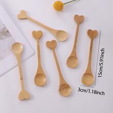 Set de 6 cucharas de madera con forma de corazón, para cocina, regalo de Navidad - Albaricoque - Ver 9
