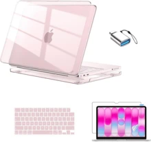NEO 4-In-1 Clear Pink Hard Shell Case Set, With Keyboard Cover HD Screen Protector USB-C Adapter, Anti-Scratch Heat Dissipation Laptop Accessories - View 2