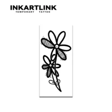 INKARTLINK 1入 手繪塗鴉花卉裝飾貼紙，臨時防水身體藝術紋身貼，持效1-2週，植物汁紋身，適合女孩禮物，派對裝飾必備 - 黑色 - 查看 3