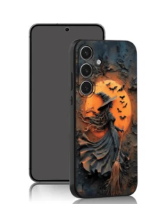 1pc Halloween Night Witch Bat Phone Case Protective Cover Black TPU Soft Shell Wear-Resistant Shockproof Full Coverage Compatible With Huawei Honor Galaxy A04e/A05s/A13/A14/A15/A34/A35/A50/A52/A53/A54/S21/S22/S23/S24/S25/S25Ultra/S25 FE/S26/S26PLUS/S26ULTRA/S26 EDGE/ 6A/7A/8A/ 12T/13T/14T[International Version Non-Local Version] - Black - View 2