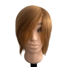 Cabeza de práctica de cabello humano completo de 6 pulgadas para principiantes, herramienta de entrenamiento de corte de cabello corto, herramienta de práctica de peluquería - Multicolor - Ver 9