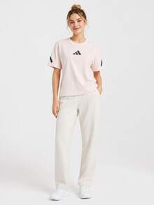 Adidas True Healing 系列運動服飾 Black Label 制服 純棉運動休閒落肩短袖女款T恤 - 卡其色 - 查看 7