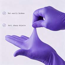 4/50/100pcs Deep Purple Heavy Duty Nitrile Gloves, Elastic Ambidextrous, Anti-Slip Textured Fingertips, Suitable For Home, Beauty Care And Daily Use, Bagged - Dark Purple - View 4