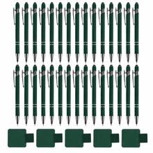 30pcs Dark Green Touch Screen Stylus Ballpoint Pens, Includes 5 Pen Holders, Retractable Metal Clip Dual-Use Writing Pens, Office Nurse School Portable Stationery Gift Set - 30 Pens, 5 Pen Clips - View 11