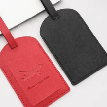 1pc Optional Orange Black Pink Blue PU Leather Luggage Tag, Minimalist Embossed Airplane Pattern With Lanyard Design, Travel Suitcase Luggage Identification Accessory - Luggage Tag - View 6