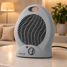 Aquecedor de Ar Elétrico 2000W 220V Termoventilador Portátil Aquecimento Rápido para Quarto Sala Escritório Ambiente Compacto com Ventilação - Cinza Claro - Visão 6