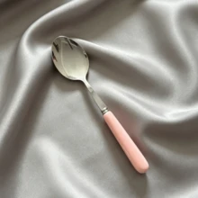陶瓷手柄不鏽鋼湯匙，拋光表面馬卡龍風格陶瓷手柄甜點匙、湯匙－創意廚房工具，日常用餐理想之選，優雅精緻禮品 - 查看 10