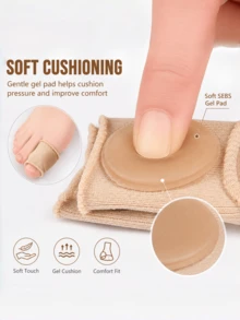 QKC 1 Pair Soft Padded Big Toe Socks, Elastic Knit Design, Washable And Reusable, Suitable For Daily Wear - Apricot - View 4