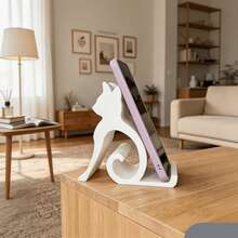 3D Printed Cute Cat & Dog Phone Stand, Creative Animal Shaped Phone Holder, Minimalist Desktop Decor Ornament, Suitable For Smartphones And Tablets, Cute Puppy & Kitten Design Desktop Accessory, Non-Slip & Scratch-Resistant Pad To Protect Device - Random Styles - View 4