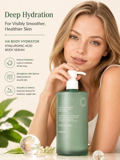 Hyaluronic Acid Body Serum – Hydrating Body Lotion For Smoother Looking Skin – Sheer Gel Moisturizer With Sodium Hyaluronate & Red Algae – Fragrance-Free HA Hydrator – 13fl.Oz Pump Bottle