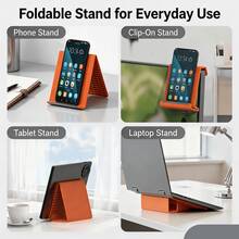 Flexible Silicone Foldable Desktop Phone Stand, Multi-Angle Adjustable Laptop Tablet Holder, Portable Travel Hanging Display Screen Stand, Ergonomic Non-Slip Orange Black Desktop Storage Accessory, Multi-Functional Home Office Work Study Tool - Random Styles - View 5