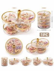 1pc Multi-Layer Rotating Hair Accessory Storage Box, Suitable For Baby Supplies, Infant Essentials, Hair Accessories, Children's Room - Multicolor - View 1