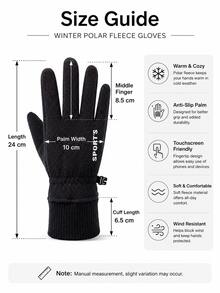 Winter Fleece Touchscreen Gloves, Unisex, Windproof, Waterproof, Warm, Non-Slip Grip, Suitable For Driving, Cycling, Commuting And Outdoor Activities - Multicolor - View 2