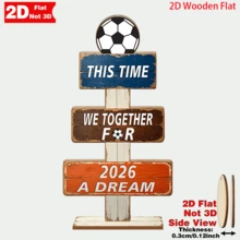 1個/3款式 2D平面木製足球標誌中心裝飾品，可重複使用 2026年錦標賽裝飾經典樹形木製足球口號支架，展現足球迷對運動的無限熱情，桌面裝飾球迷禮物 - 1PC - 查看 12