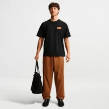 Kaos Nike Dri-Fit Warna Polos Nyaman, Bernapas, Cepat Kering, dan Menyerap Keringat, Kerah Bulat, Lengan Pendek untuk Pria - Hitam - View 2