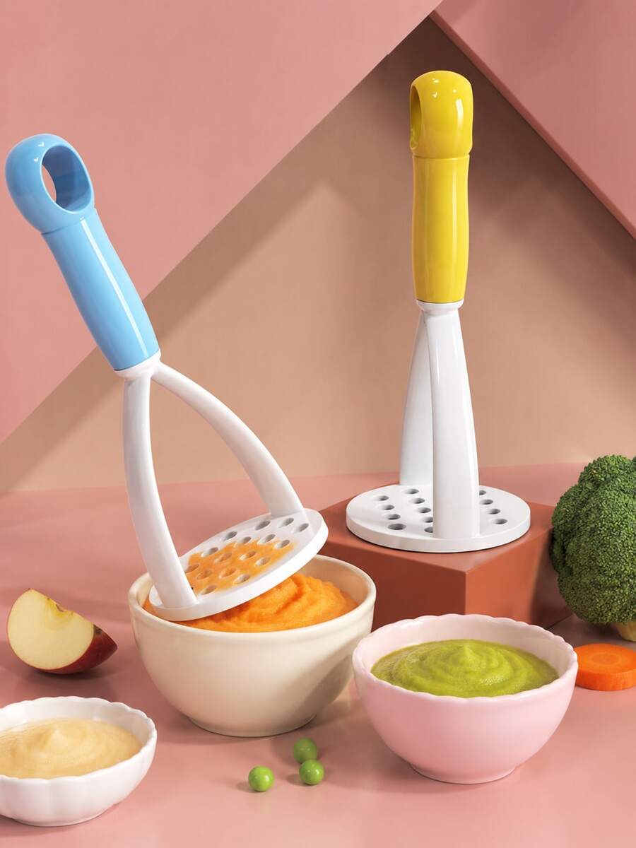 手動馬鈴薯與胡蘿蔔壓泥器，嬰兒食品廚房工具，適用於壓碎與泥化紫色地瓜 - 彩色 - 查看 1