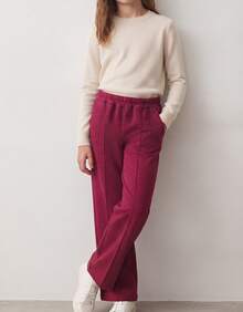 Calça Pantalona Wide Leg em Lã com Cintura de Elástico e Caimento Solto - Pink - Visão 4