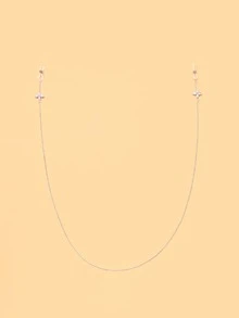 1件時尚派對花卉珍珠眼鏡鍊，女士眼鏡配件 - 銀色 - 查看 4