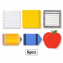 6/12pcs School Theme Sticky Notes Set, 6 Fun Shapes, 3pcs Each, Square Ruler Sticky Notes, Apple Shaped Sticky Notes, Essay Stationery Style Sticky Notes, Suitable For Note-Taking, Reminders, Planning, Office, Study And Back To School Supplies - Irregular Shape - View 8