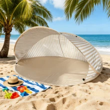 Instant Pop-Up Beach Tent! No Assembly Required Beach Sunshade - Portable Quick-Open Canopy, Easy-To-Use Outdoor Shelter. Perfect For Beach, Picnic, Park, Camping And Family Leisure. - Multicolor - View 9