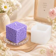 Zhonghui Mold 3D花卉立方體矽膠模具,壓花花卉曼陀羅方形蠟燭模具,適用於DIY手工皂、樹脂、石膏、手工藝品與家居裝飾禮品 - 幾何學 - 查看 6