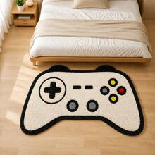 1pc White Game Controller Shaped Faux Cashmere Material Carpet, Creative Fun Irregular Bedroom Rug, Non-Slip Decorative Floor Mat For Home Living Room Gaming Room, Hallway Corridor Innovative Carpet - White - View 2