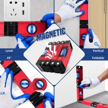 5-Section Folding Level Ruler, 720mm Total Length, Flexible Bending, Easily Adapts To Stairs, Corners, Irregular Curved Surfaces And Other Scenarios Where Ordinary Level Rulers Are Difficult To Measure. Equipped With 4 Sets Of Leveling Bubbles, Supports 45°, 90°, 180° Multi-Angle Precise Detection, High-Precision Reading Of ±0.5mm/M. The Ruler Body Is Made Of Aluminum Alloy Material, Durable And Shock-Resistant, With Built-In Strong Magnetic Suction - Multicolor - View 3