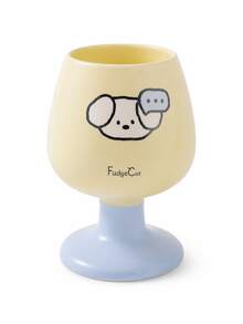 1pc Cute Cat & Dog Print Ceramic Goblet, Kawaii Aesthetic Pedestal Coffee Cup, Color Block Cute Mug For Latte, Milk, Matcha, Cappuccino & Tea, Room Decor, Desk Decor, Birthday Gift For Women, Cat Dog Lovers, Teen Girls, Home Kitchen Decor, Home Drink - Cartoon Goblet - View 14