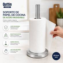 Portarotoli da cucina verticale in acciaio inox ø15cm base pesante antiscivolo supporto carta da cucina design minimalista piano di lavoro - Visualizzare 3